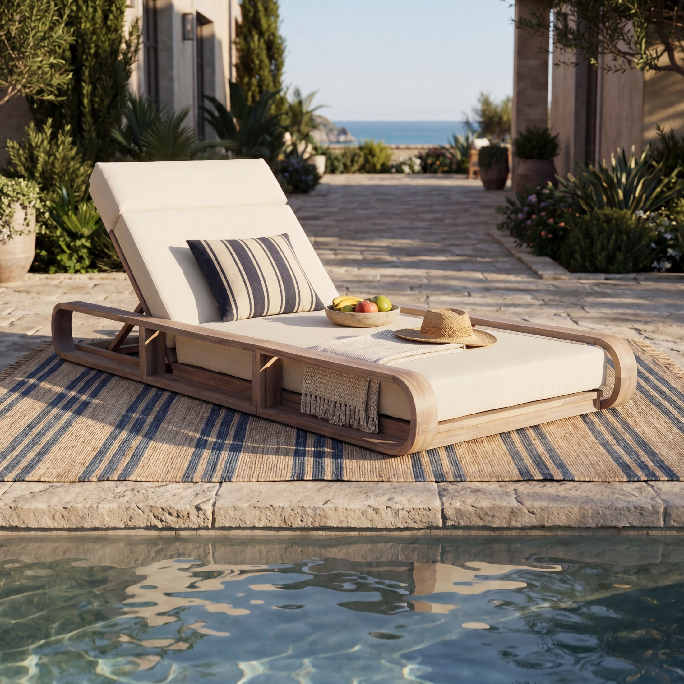 Christopher Knight Home Outdoor Adjustable Chaise Lounge Set with 4-Fold Beige Cushion, Light White
