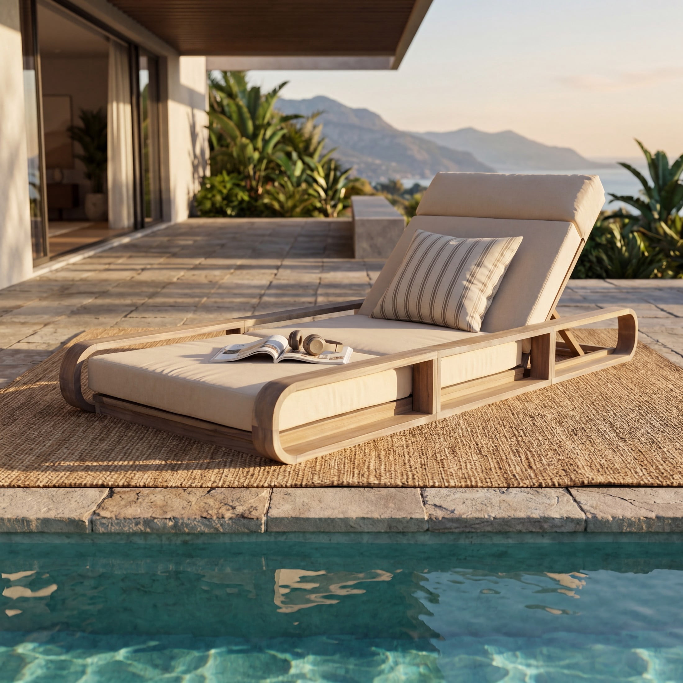 Christopher Knight Home Outdoor Adjustable Chaise Lounge Set with 4-Fold Cream Cushion, Light White