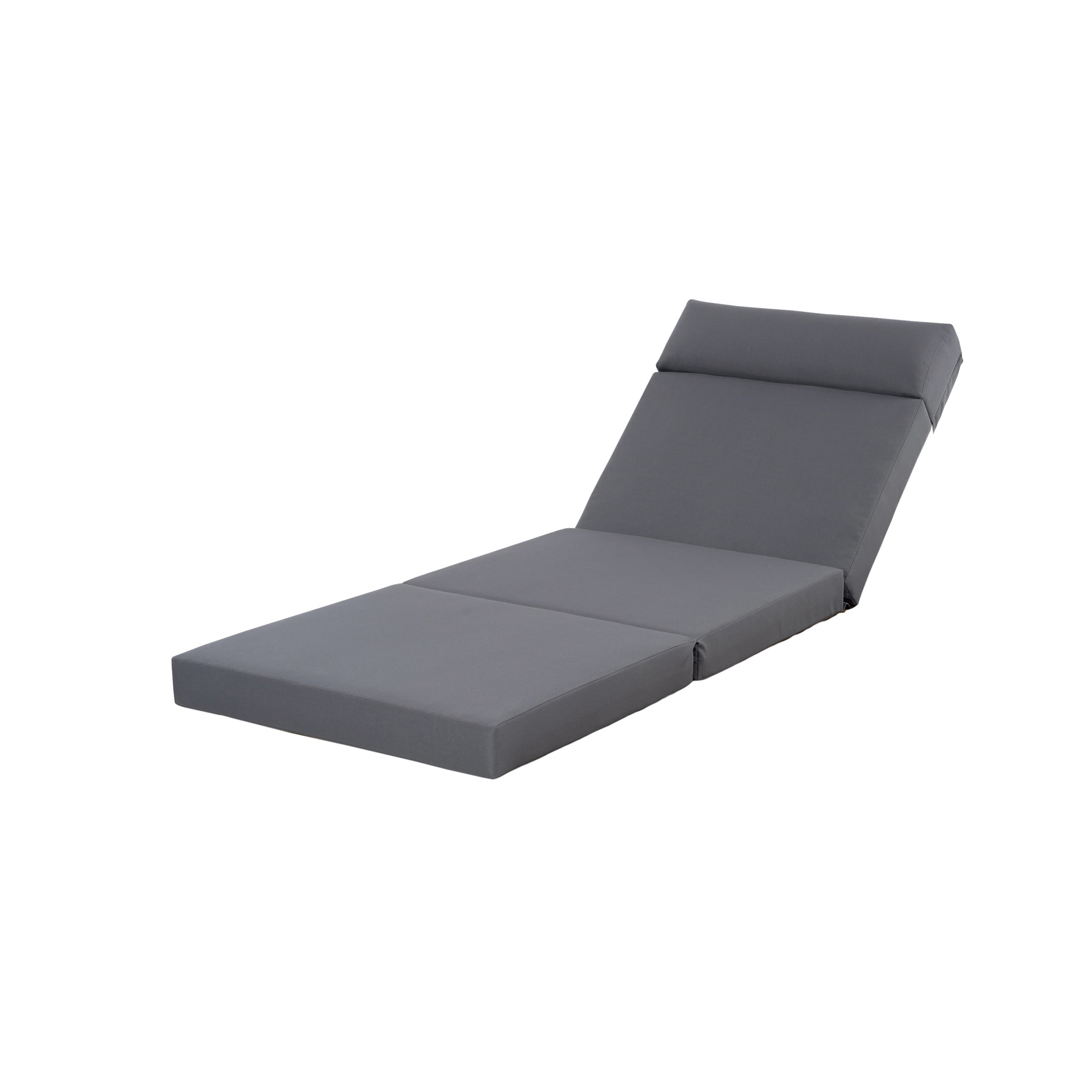 Christopher Knight Home Outdoor Chaise Lounge Cushion, Tri-Fold Design, 76.75"x 27"x 4", Dark Gray