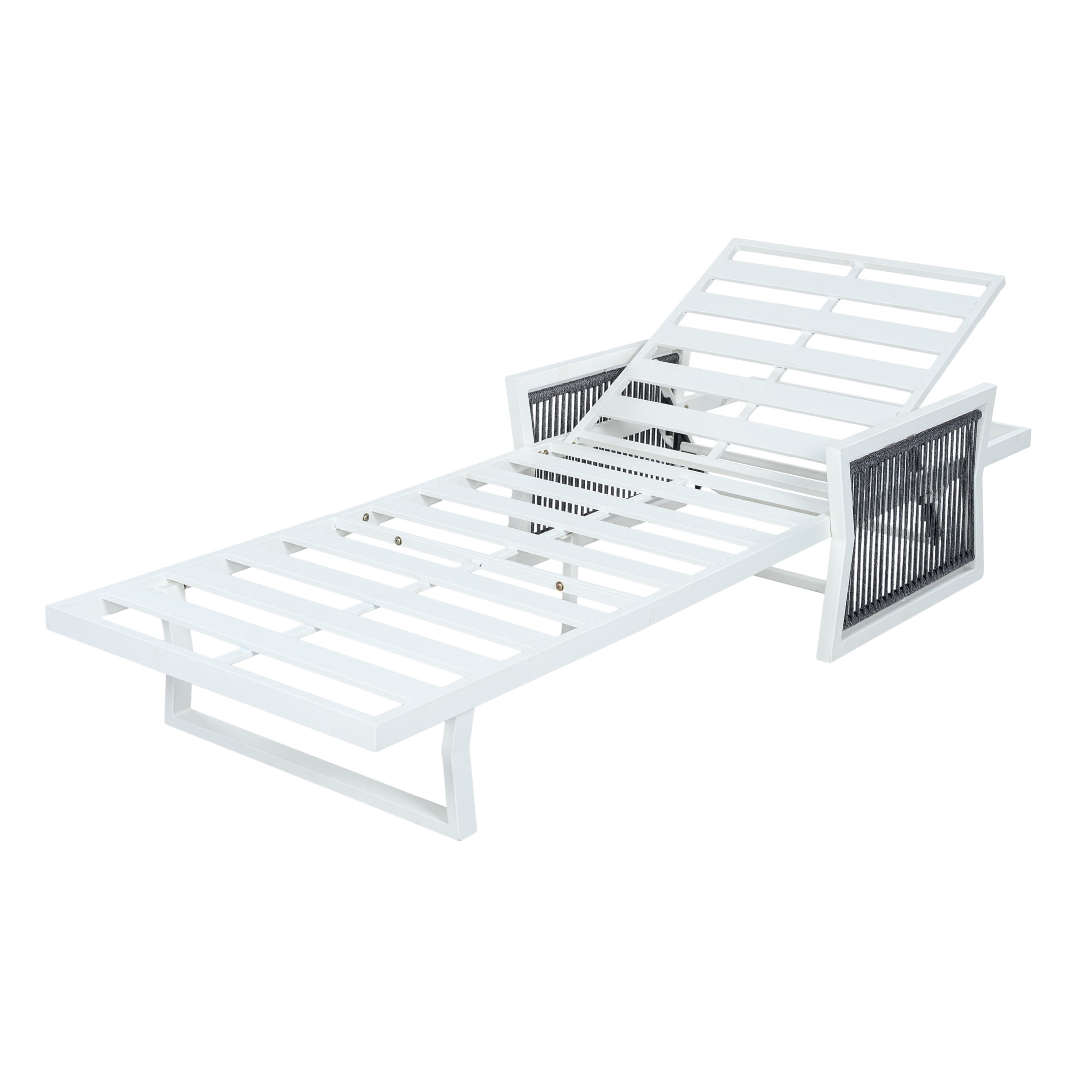 Christopher Knight Home Outdoor Chaise Lounge Frame with Adjustable Backrest, Iron and Rope, White