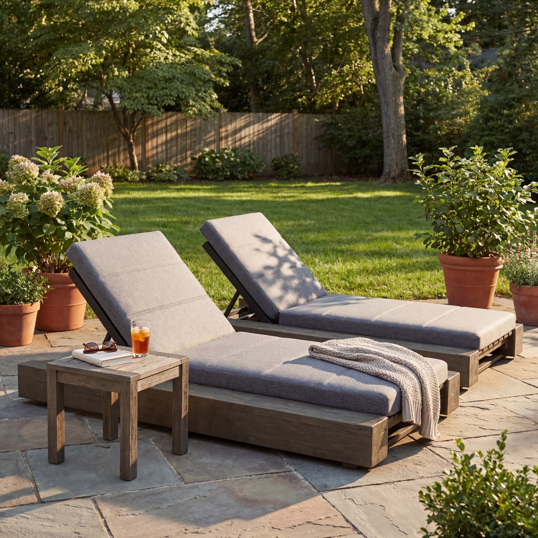 Christopher Knight Home Outdoor Chaise Lounge Set of 2 with Cushions, Adjustable Backrest, Gray