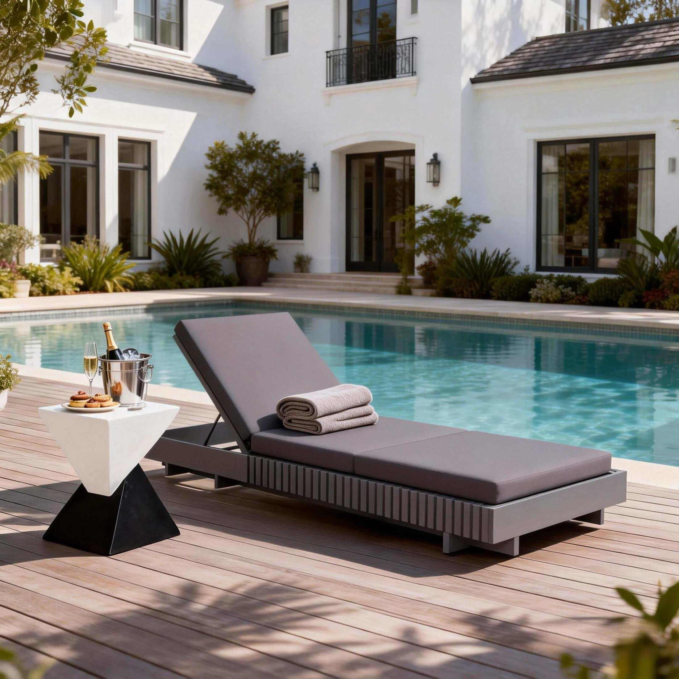 Christopher Knight Home Outdoor Chaise Lounge with 3-Fold Cushion, Adjustable Recliner, Dark Gray