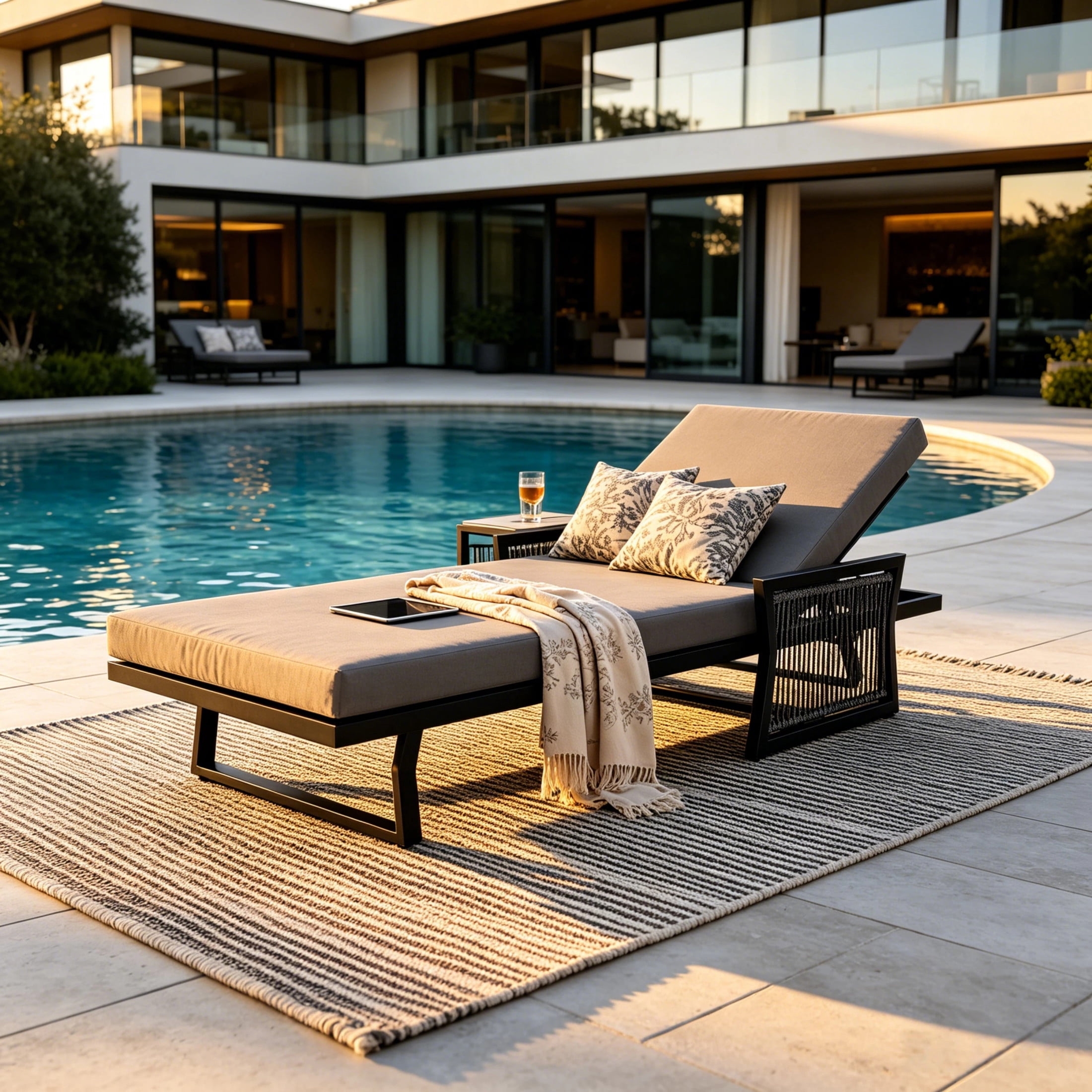 Christopher Knight Home Outdoor Chaise Lounge with Cushion, Adjustable Iron Recliner, Black + Dark Gray