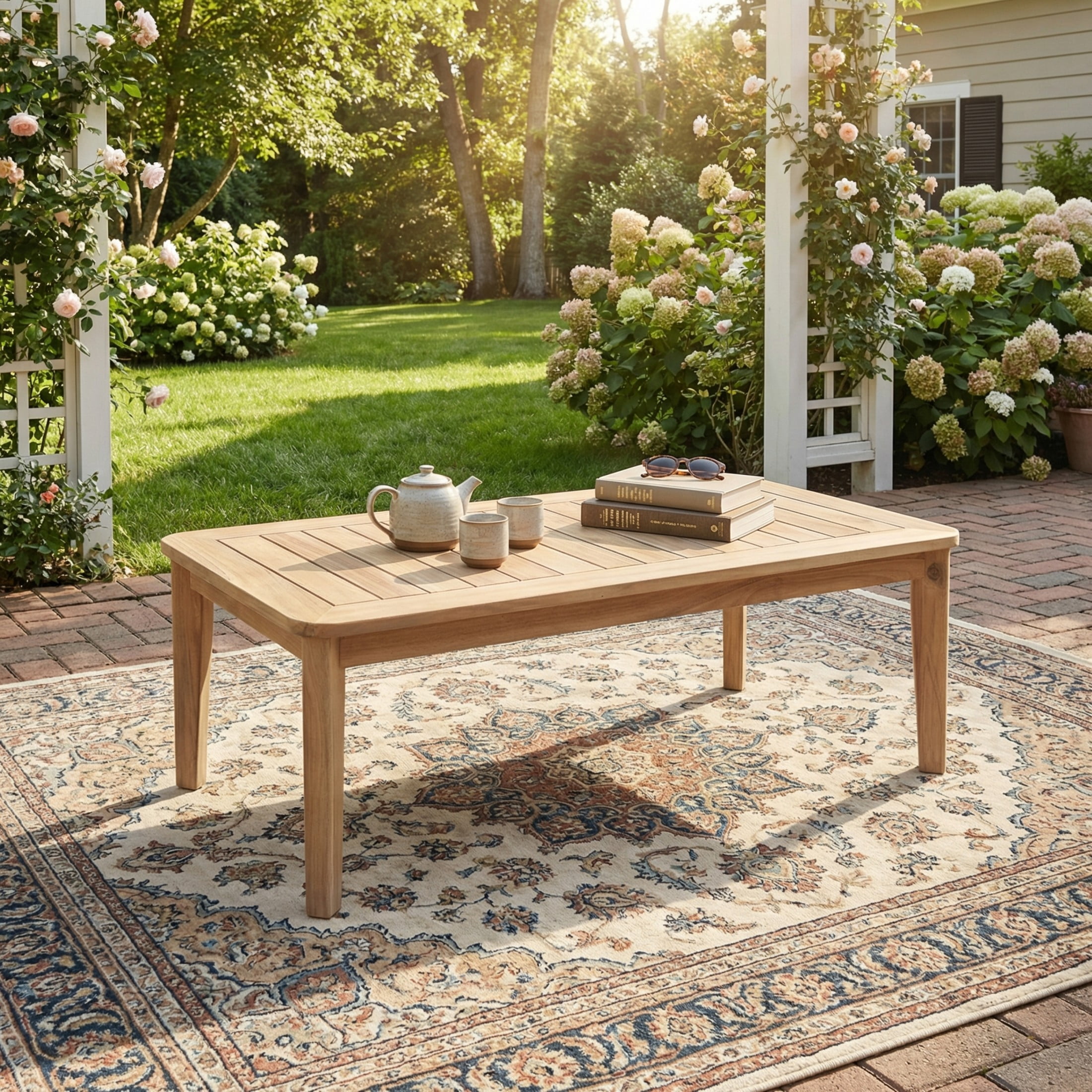 Christopher Knight Home Outdoor Coffee Table with Slatted Top, Light White Finish