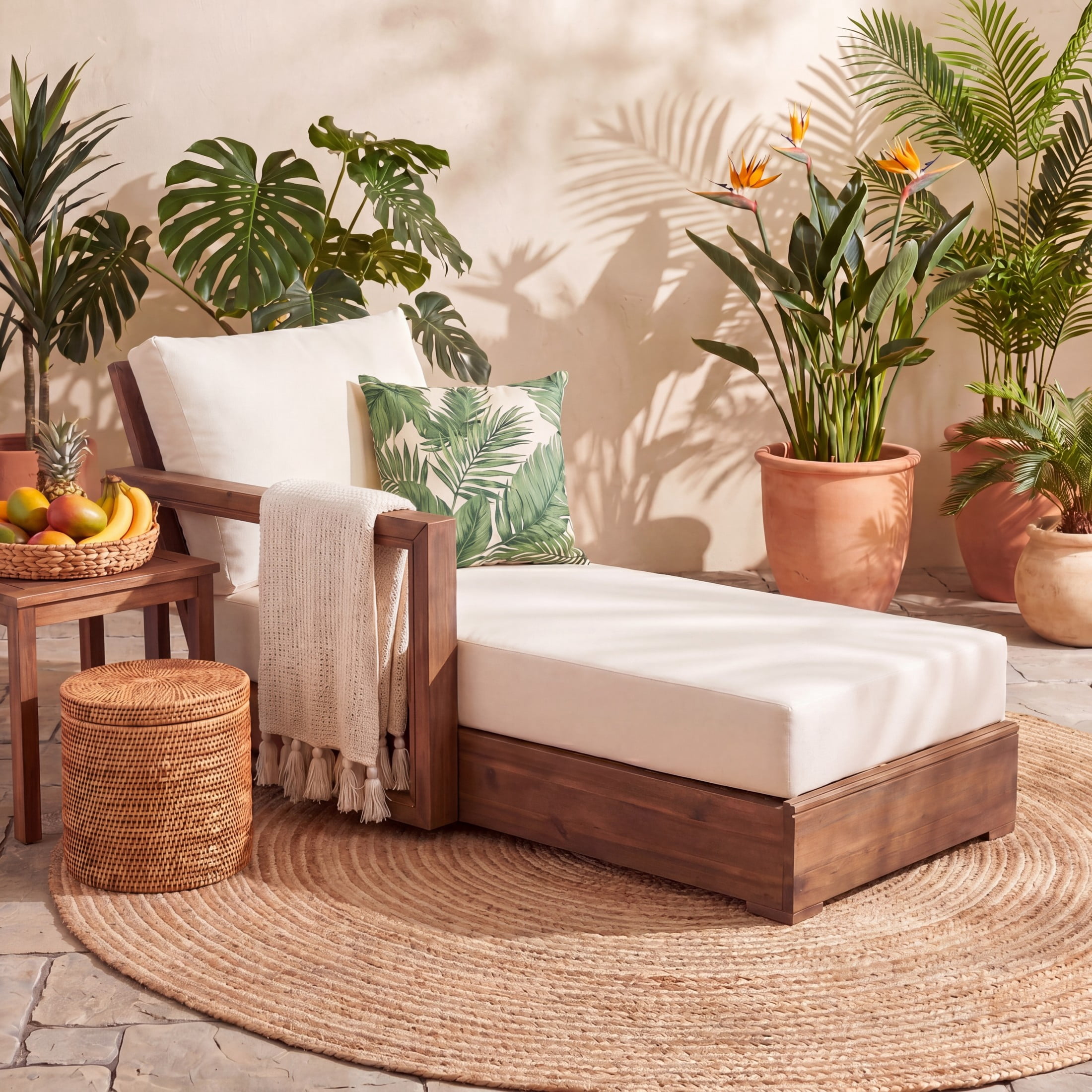 Christopher Knight Home Outdoor Daybed Sofa with Cushions, Weather-Resistant Lounge Chair, Brown+ Beige