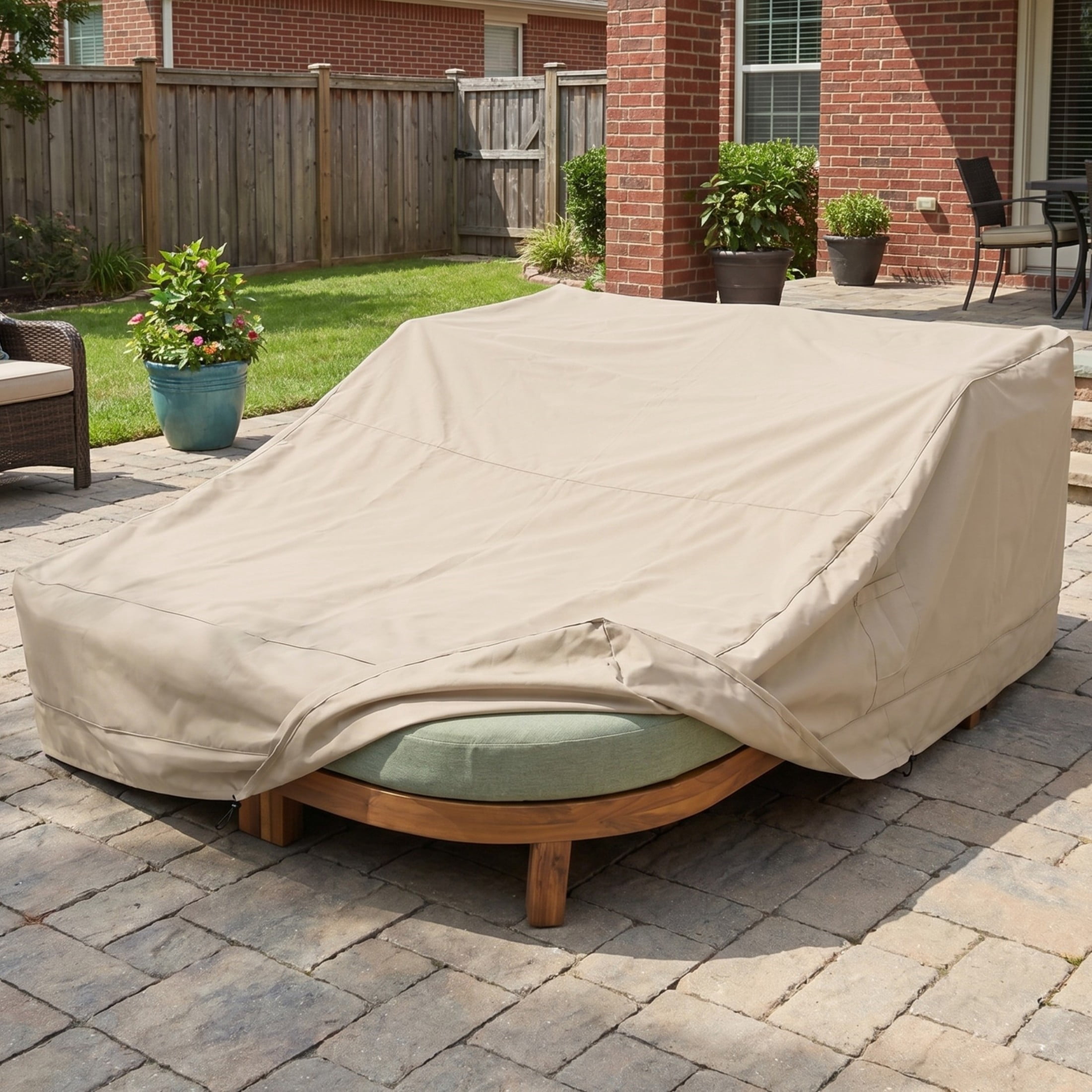 Christopher Knight Home Outdoor Daybed with Cushions and Waterproof Furniture Cover, Green + Beige