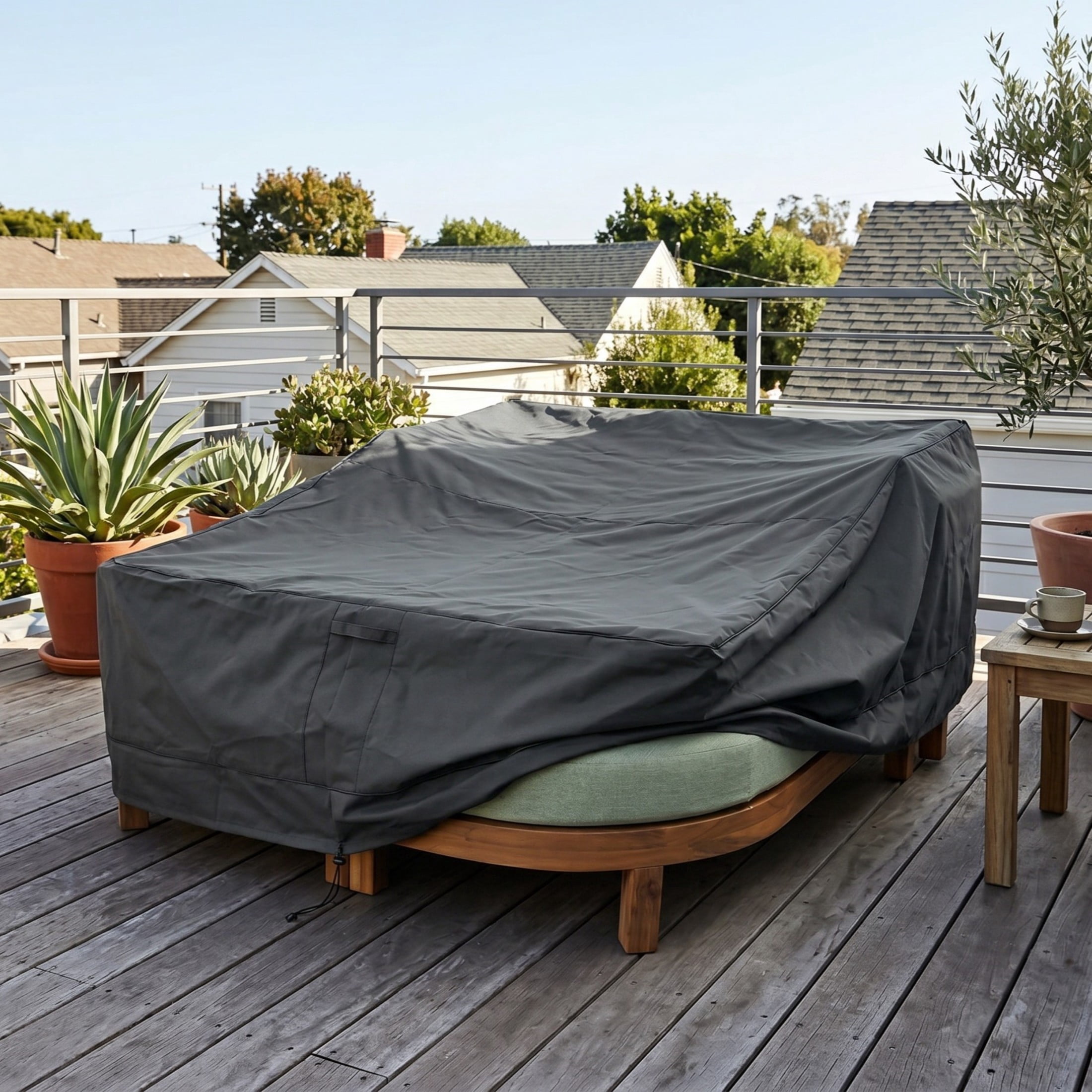Christopher Knight Home Outdoor Daybed with Cushions and Waterproof Furniture Cover, Green + Gray