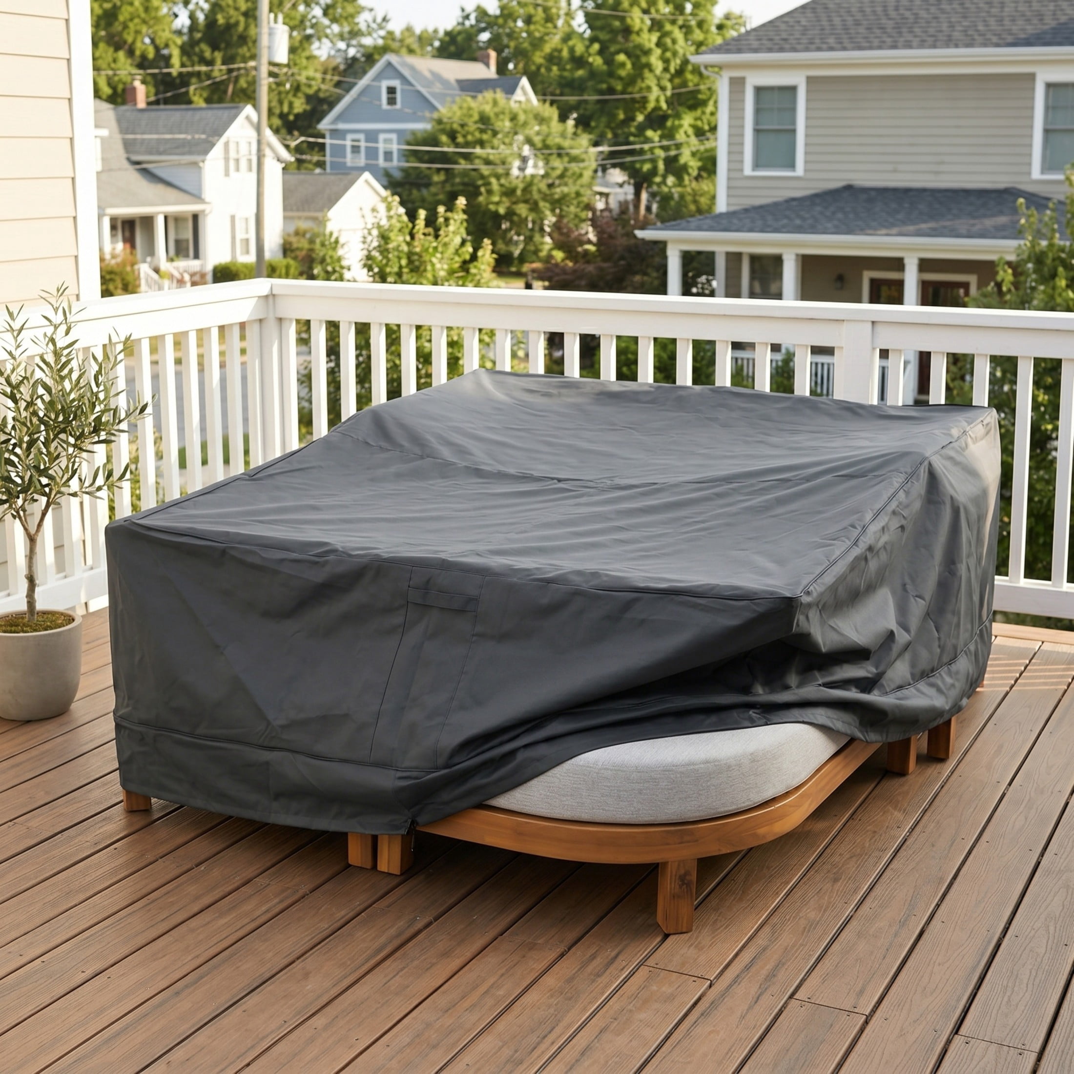 Christopher Knight Home Outdoor Daybed with Cushions and Waterproof Furniture Cover, Light Gray + Gray