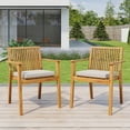 thumbnail image 1 of Christopher Knight Home Outdoor Dining Armchair with Cushion, Natural+Beige, Set of 2, 1 of 13
