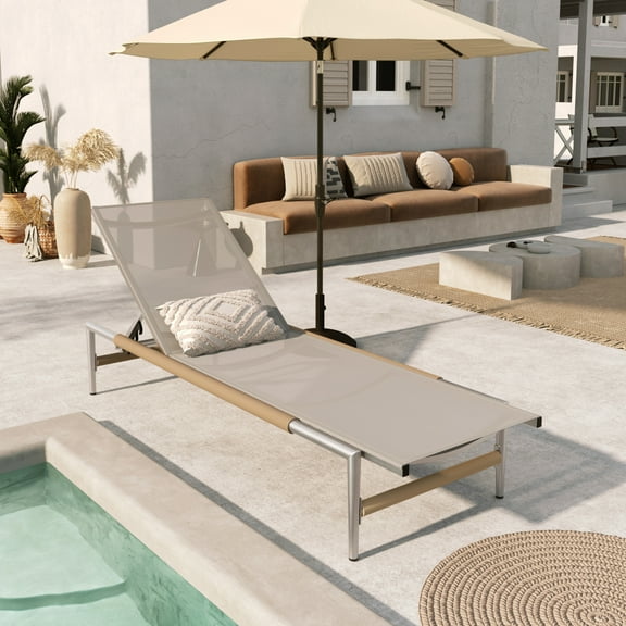Christopher Knight Home Outdoor Mesh Chaise Lounge, Aluminum Frame, Rope Legs, Silver