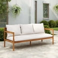 thumbnail image 1 of Christopher Knight Home Outdoor Patio 3-Seater Sofa with Rope Back and Cushions, Acacia Wood Frame, Cream+Teak, 1 of 12