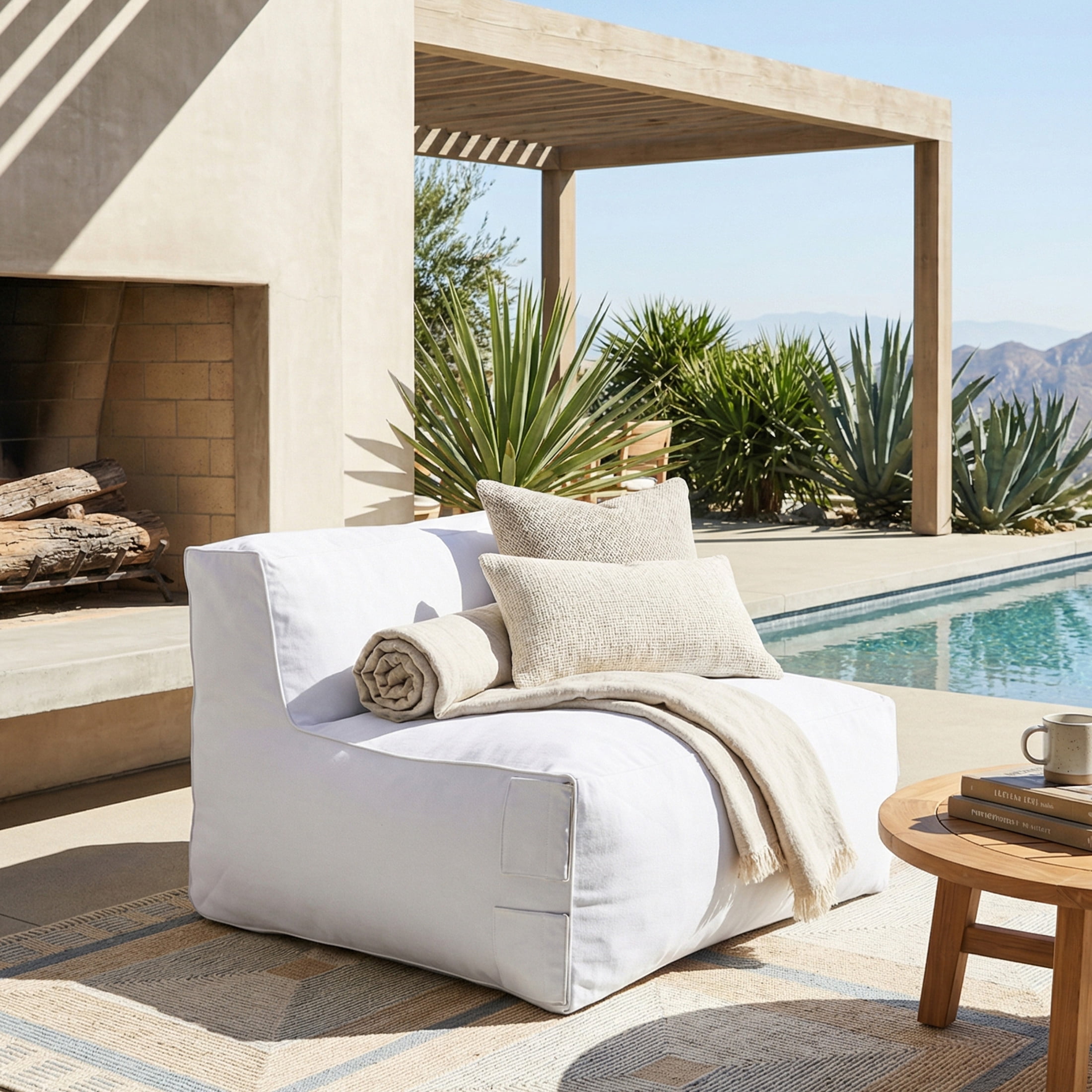 Christopher Knight Home Outdoor Patio Bean Bag Armless Sofa, Lounge Chair with Foam Fill, Light Gray