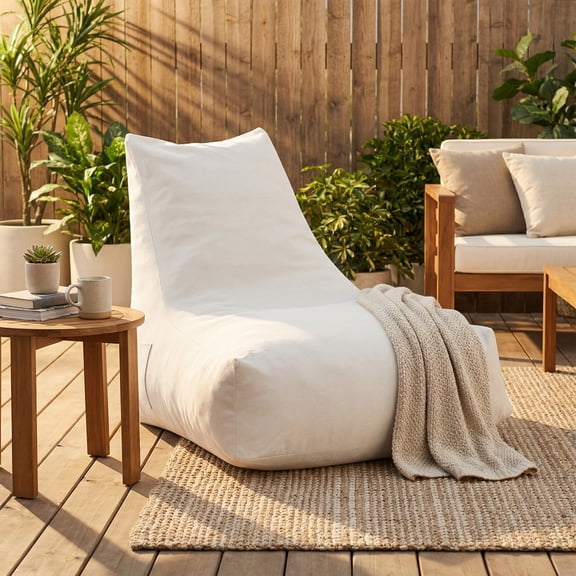 Christopher Knight Home Outdoor Patio Bean Bag Chair, Olefin Fabric and Foam Fill, Beige
