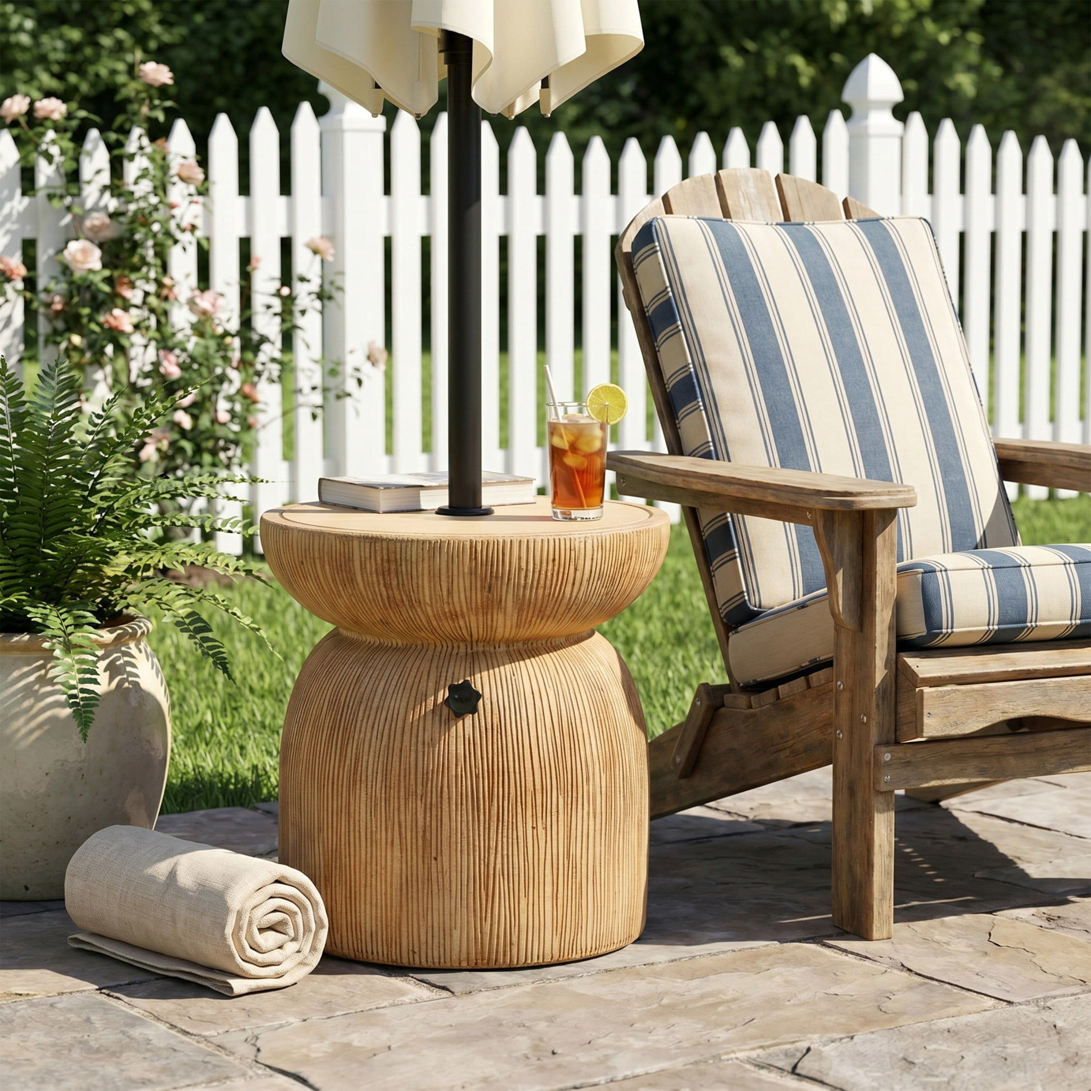 Christopher Knight Home Outdoor Patio Side Table Umbrella Base, Sand-Fill Design, Sand Beige