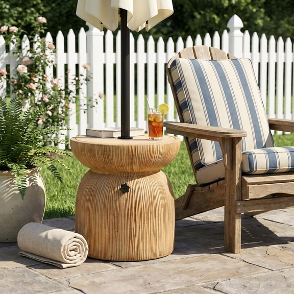 Christopher Knight Home Outdoor Patio Side Table Umbrella Base, Sand-Fill Design, Sand Beige