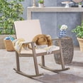 thumbnail image 1 of Christopher Knight Home Outdoor Rocking Chair, Acacia Wood Frame with Cushions, Cross-Back Design, Cream+Gray, 1 of 8