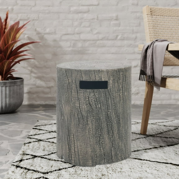 Christopher Knight Home Outdoor Round Propane Tank Cover, Lightweight Concrete Side Table, Light Grey