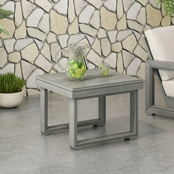 Christopher Knight Home Outdoor Side Table with Light Gray Acacia Wood, Rustic Patio End Table