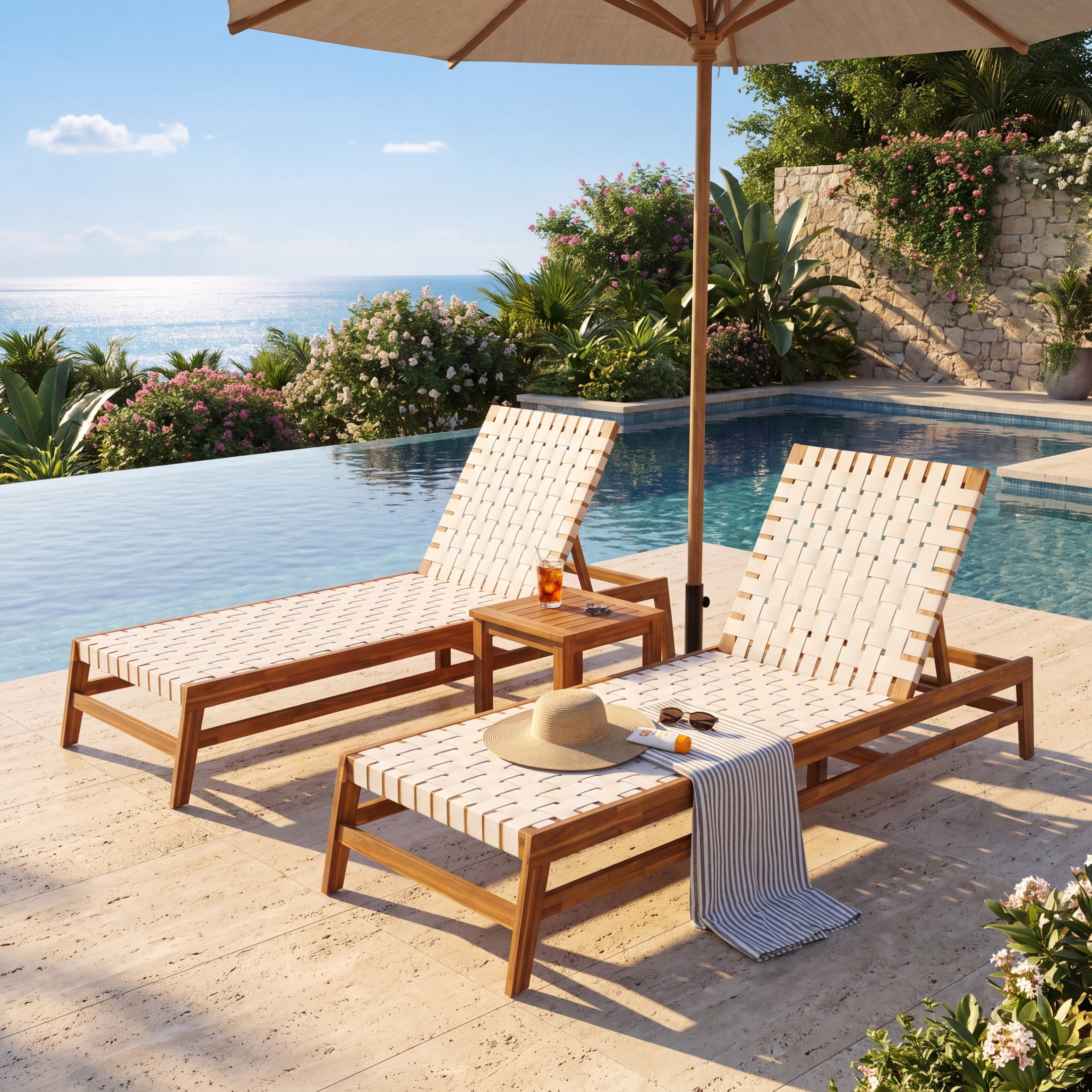 Christopher Knight Home Outdoor Wood Chaise Lounge Chair, Adjustable 4