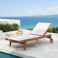 thumbnail image 1 of Christopher Knight Home Outdoor Wood Chaise Lounge with Mesh Seat, Adjustable Backrest & Wheels, Beige, 1 of 13