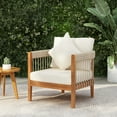 thumbnail image 1 of Christopher Knight Home Outdoor Woven Rope Lounge Chair with Cushions, Solid Wood Frame, Beige, 1 of 13