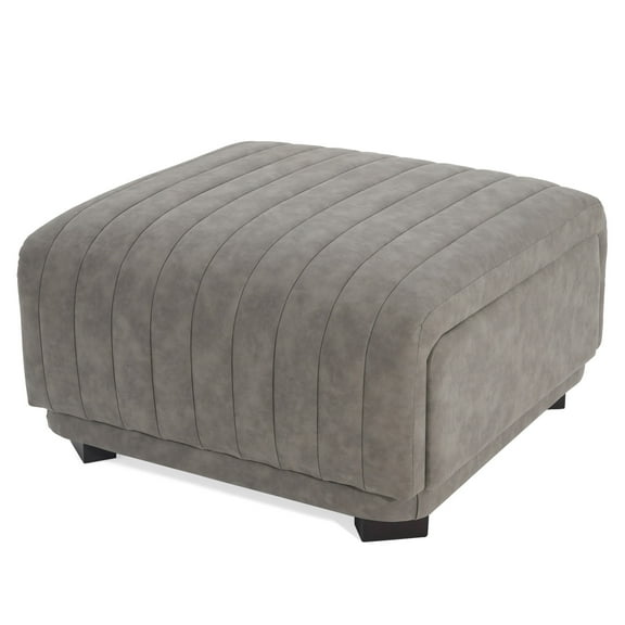 Christopher Knight Home PU Upholstered Storage Ottoman, Channel Tufted Bench with 2 Drawers, Gray