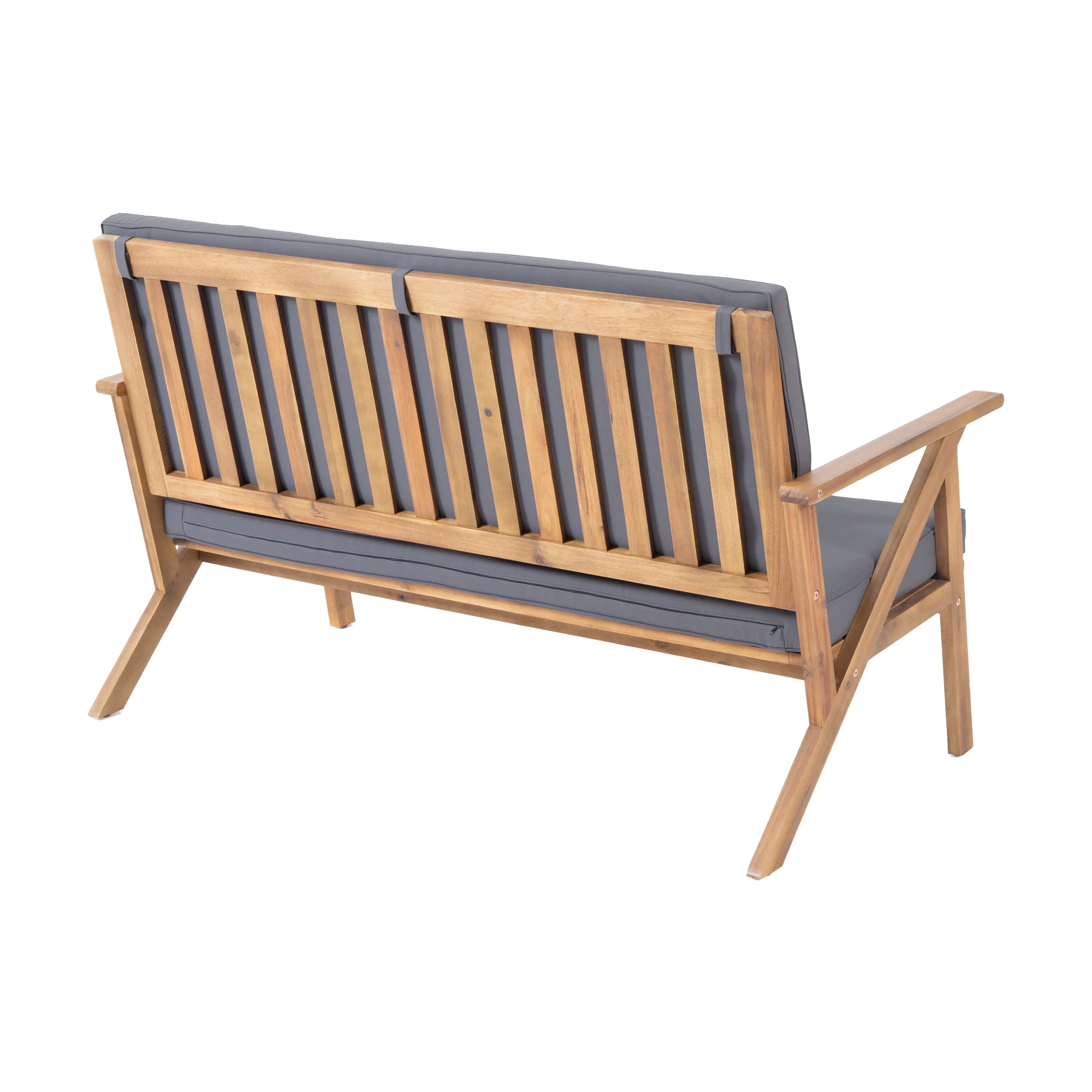 Panama 8-Piece Dark Gray and Teak Acacia Wood Outdoor Chat Set