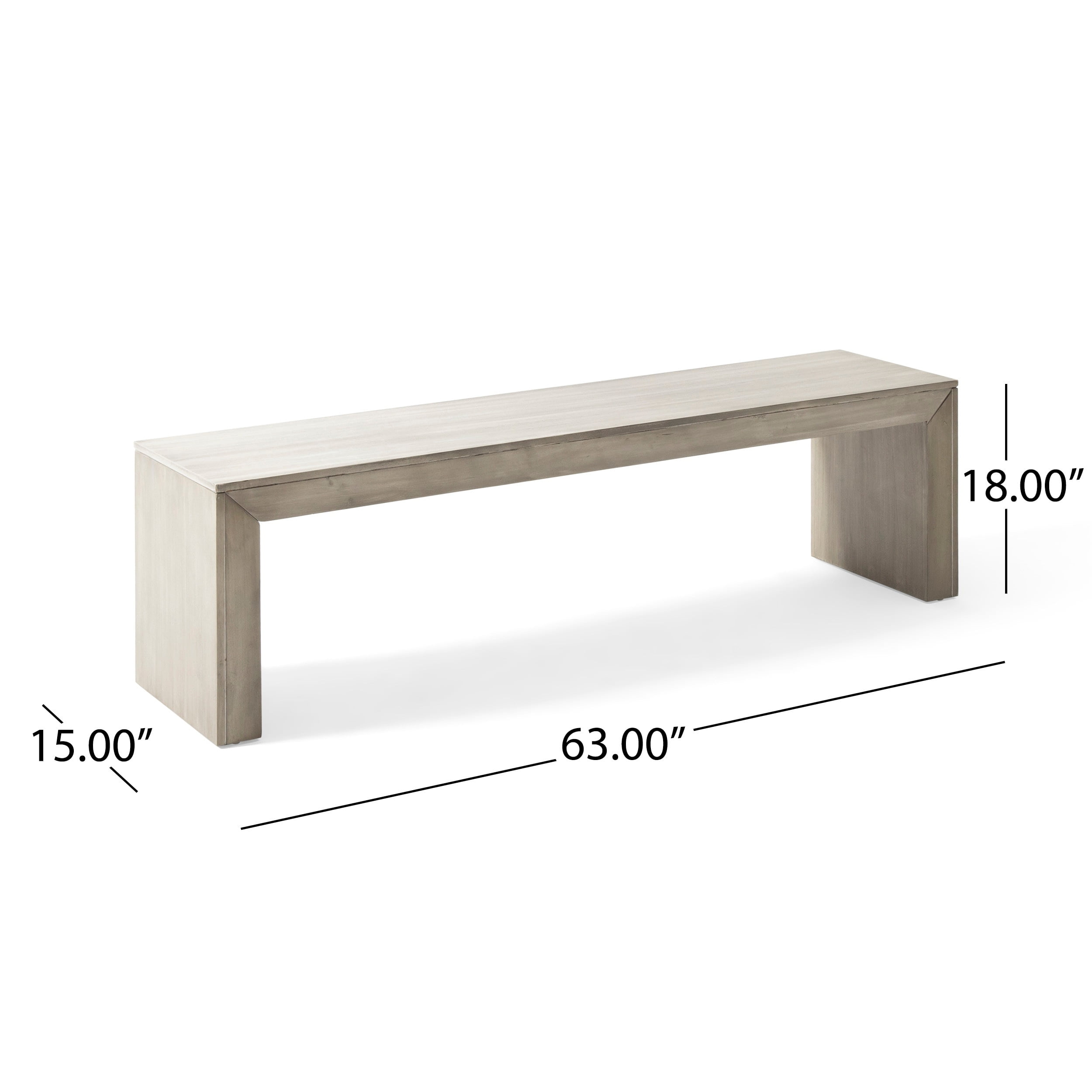 Countryside Charm Acacia Wood Bench in Light Gray Oak