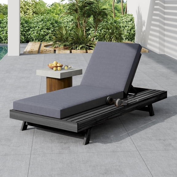 Christopher Knight Home Patio Chaise Lounge with Cushion, 4-Position Adjustable Reclining Chair, Black+Dark Grey