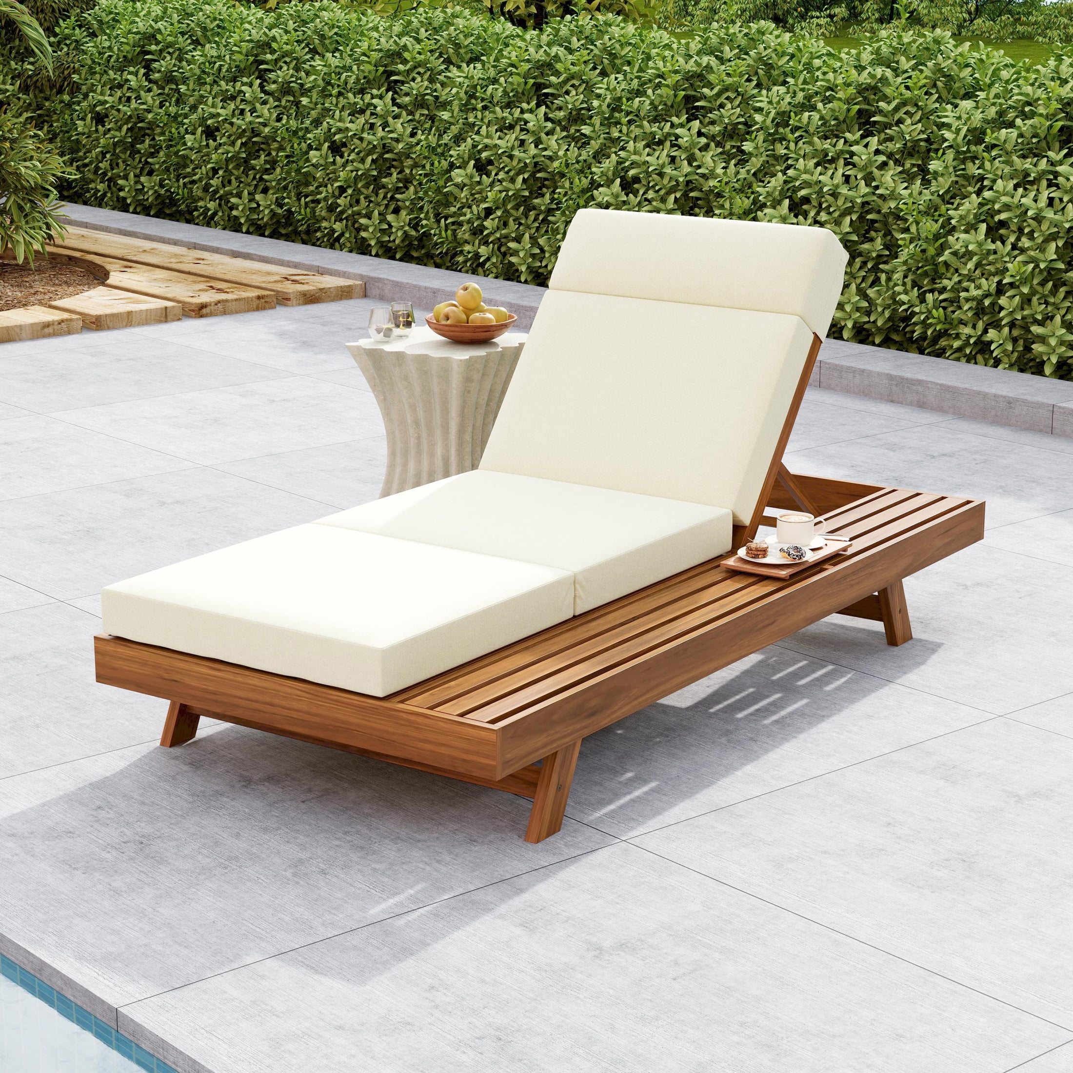 Christopher Knight Home Patio Chaise Lounge with Quad-Folding Cushion, Adjustable 4-Position Backrest, Beige