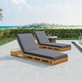 thumbnail image 1 of Christopher Knight Home Patio Wood Chaise Lounge with Adjustable Backrest, Slatted Base and Cushion, Dark Gray, Set of 2, 1 of 12