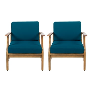 Christopher Knight Home Perla Outdoor Acacia Wood Club Chair (Set of 2) by  Blue