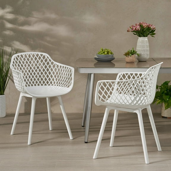Christopher Knight Home  Poppy Outdoor Modern Dining Chair (Set of 2) White 23.20" W x 21.00" D x 32.00" H