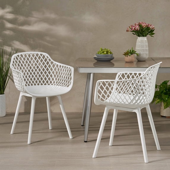 Christopher Knight Home Poppy Outdoor Modern Dining Chair (Set of 2) White 23.20" W x 21.00" D x 32.00" H