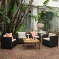 thumbnail image 1 of Christopher Knight Home Puerta Outdoor 5-piece Wicker Seating Set with Cushions by  Dark Brown + Beige, 1 of 5