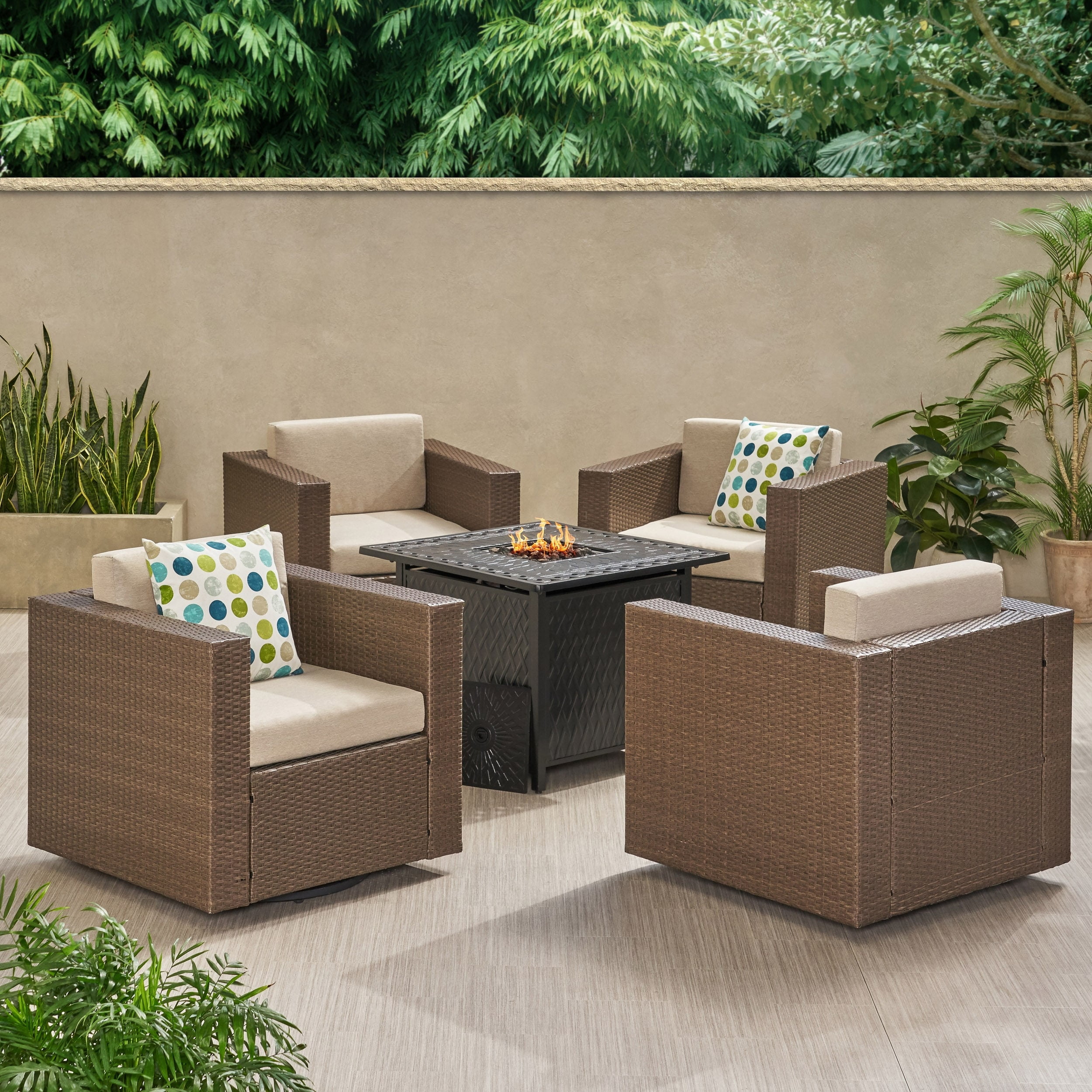 Christopher Knight Home Puerta Outdoor Wicker and Aluminum 5pieace