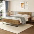 thumbnail image 1 of Christopher Knight Home Queen Bed Frame with Headboard, Two-Tone Platform Design, Natural+Black, 1 of 8
