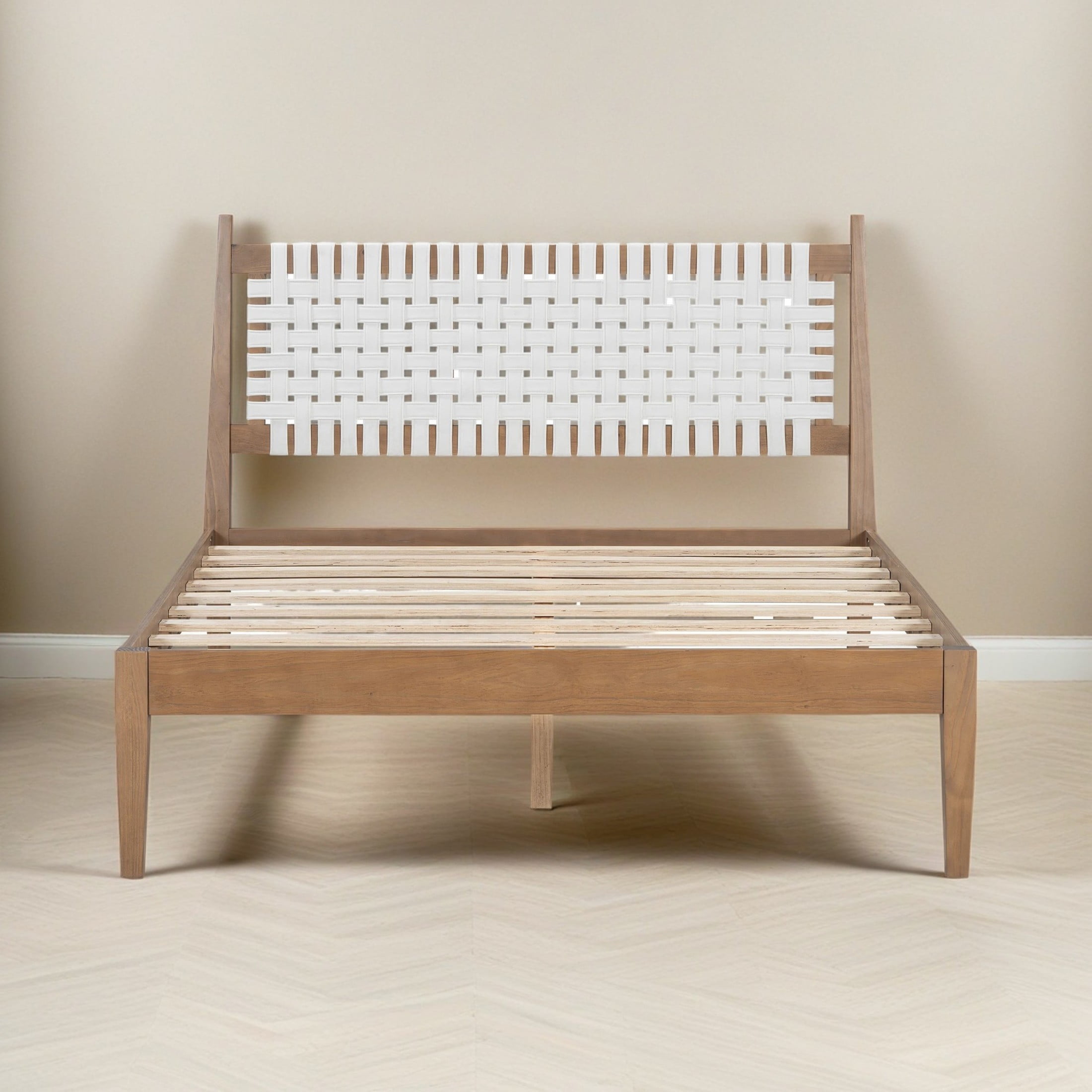 Christopher Knight Home Queen Bed Frame with White Woven Leather ...