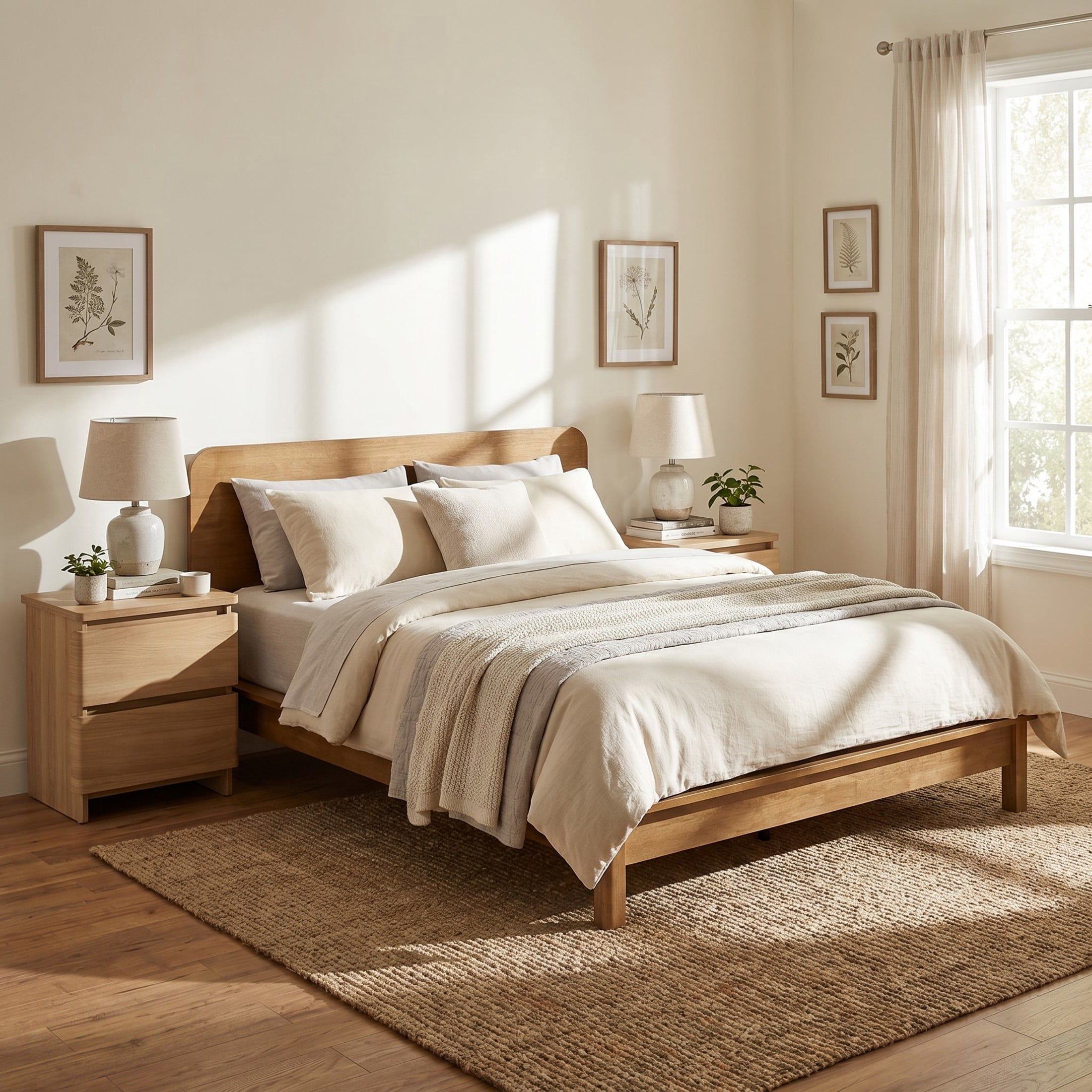 Christopher Knight Home Queen Platform Bed Frame with Curved Headboard, Natural