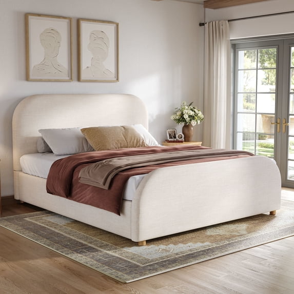 Christopher Knight Home Queen Size Bed Frame With Linen Upholstered ...