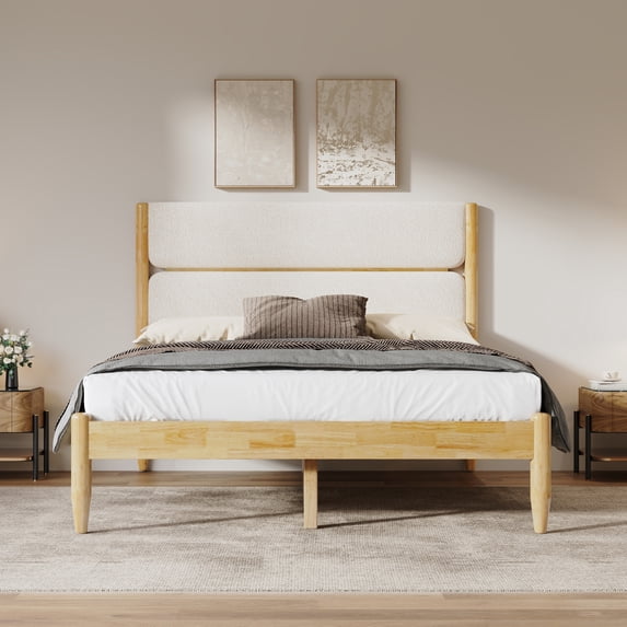 Christopher Knight Home Queen Size Solid Wood Bed Frame with Fleece ...