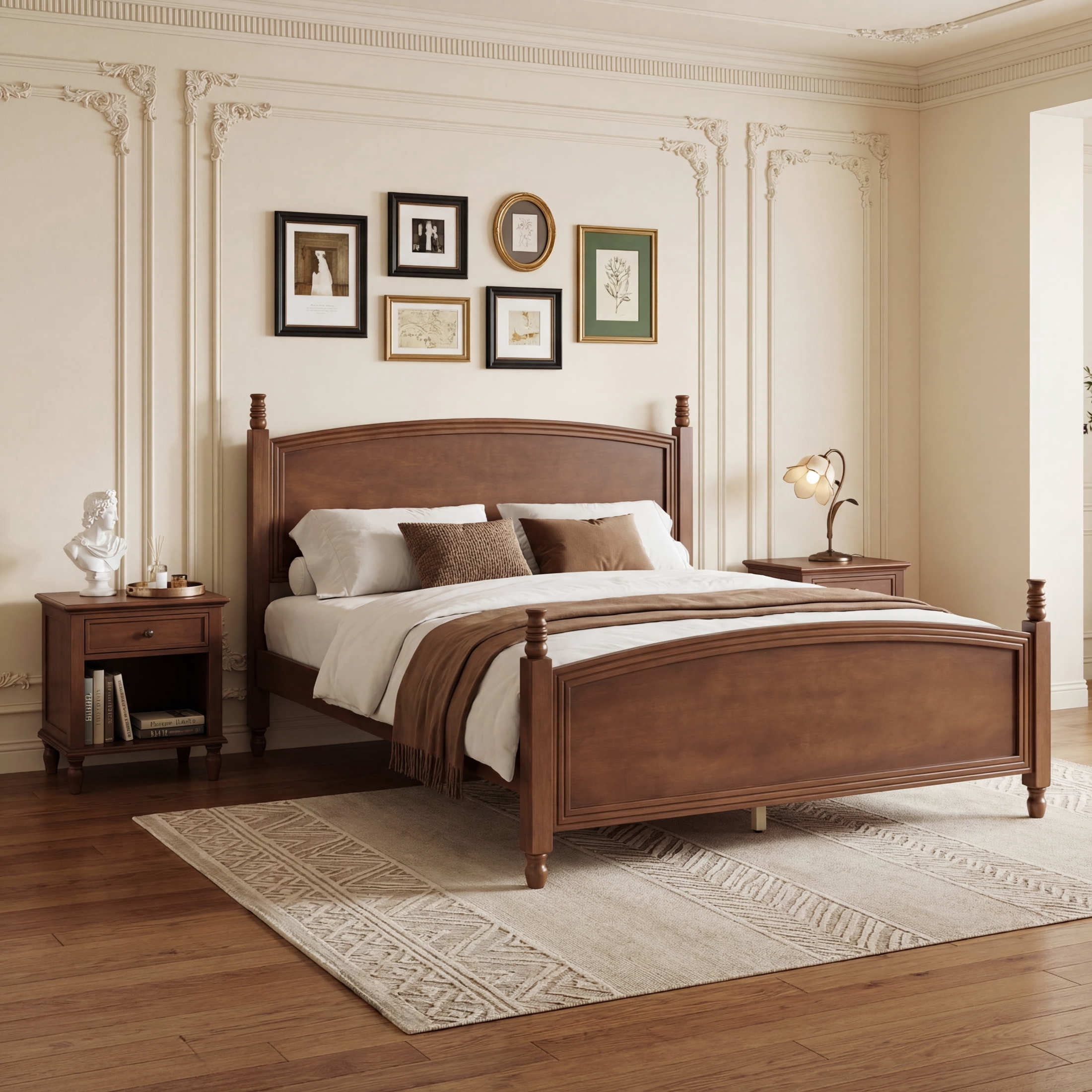 Christopher Knight Home Queen Solid Wood Bed Frame with Headboard and Footboard, Walnut