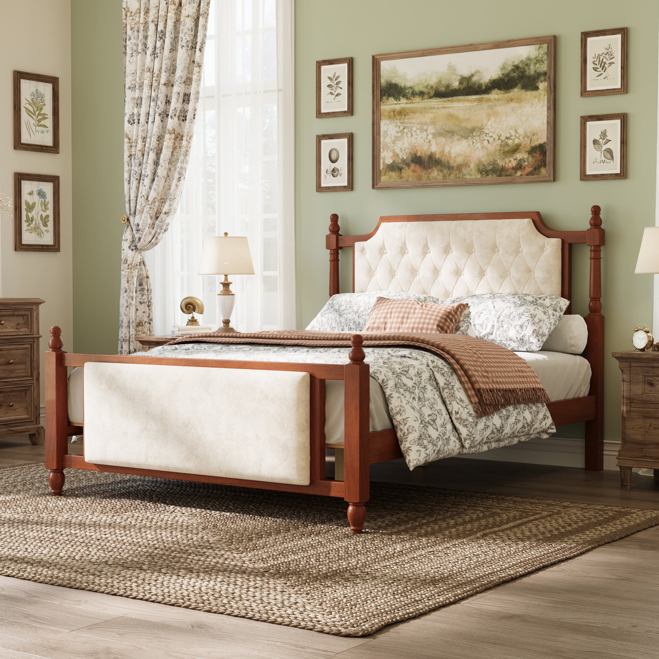 Christopher Knight Home Queen Upholstered Platform Bed, Velvet Tufted Headboard and Footboard, Brown