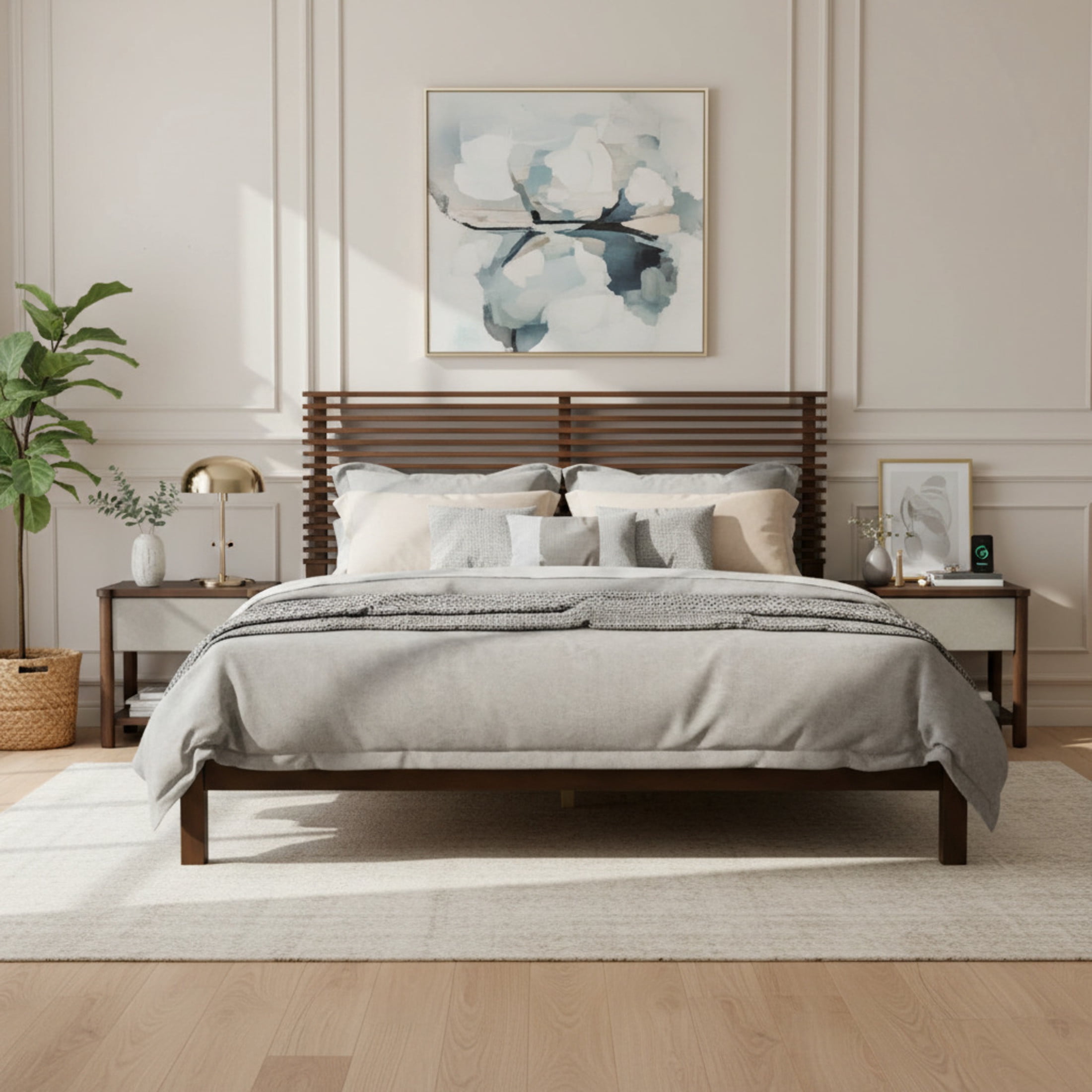 Christopher Knight Home Queen Wood Bed Frame with 2 Nightstands ...