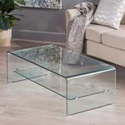 Christopher Knight Home Ramona Glass Coffee Table with Shelf by