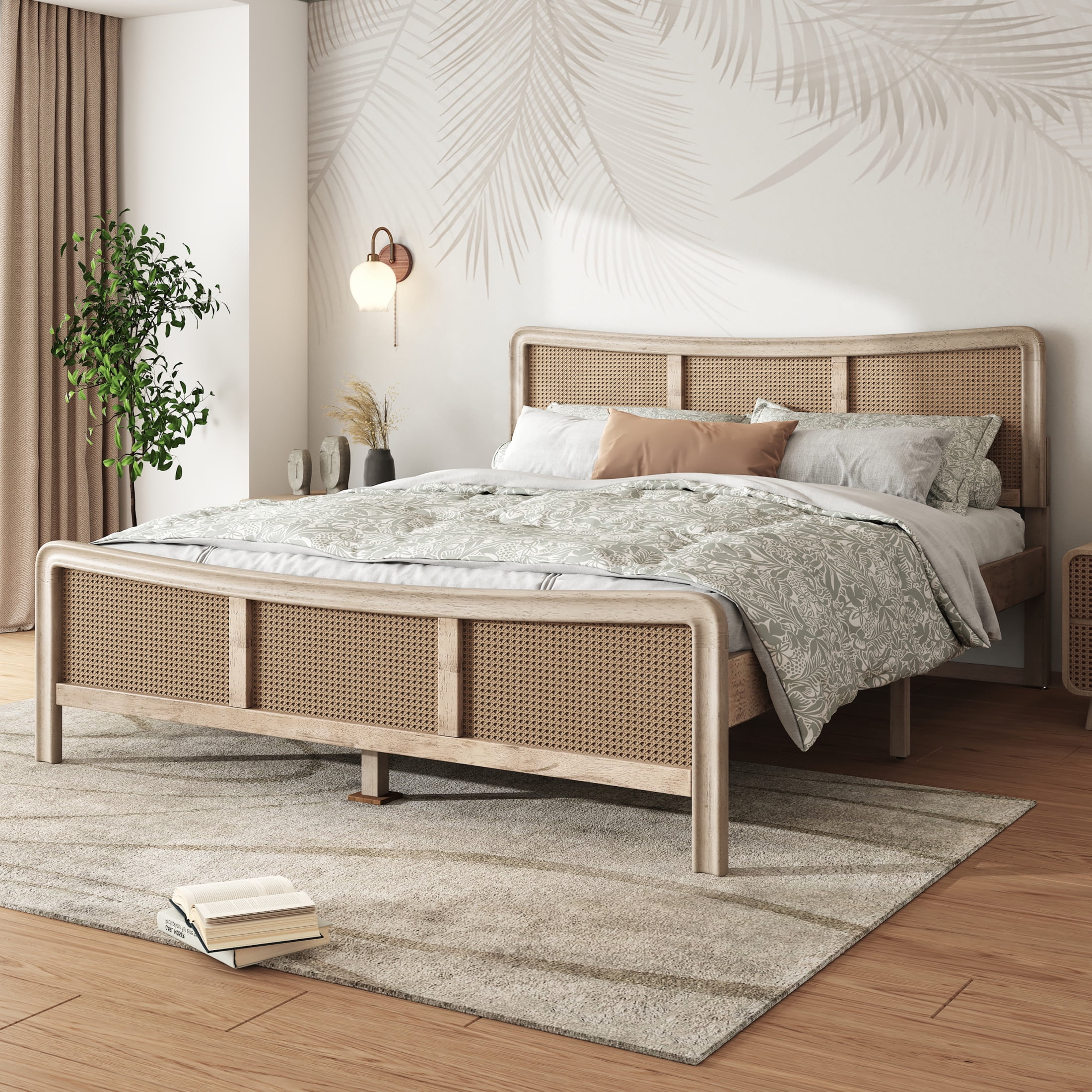 Christopher Knight Home Rattan Queen Bed Frame with Adjustable ...
