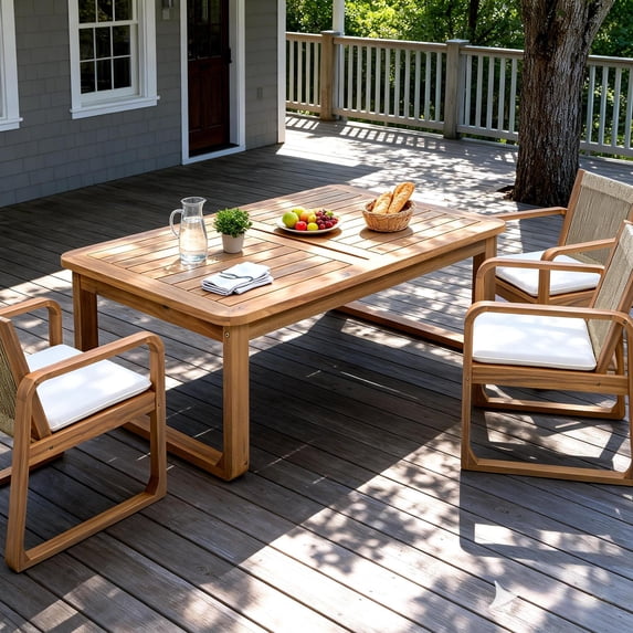 Christopher Knight Home Rectangular Acacia Wood Outdoor Coffee Table with Curved Legs, Light Teak