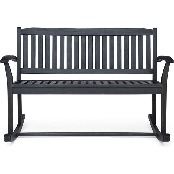 Christopher Knight Home Rocking Loveseat | Acacia Wood | Dark Gray Finish