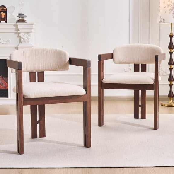 Christopher Knight Home Round Back Dining Chairs with Upholstered Seat and Back, Walnut, Set of 2