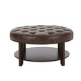 thumbnail image 1 of Christopher Knight Home Rumbrook  Faux Leather and Rubberwood Round Ottoman with Open Shelf by  Espresso/ Dark Brown, 1 of 5